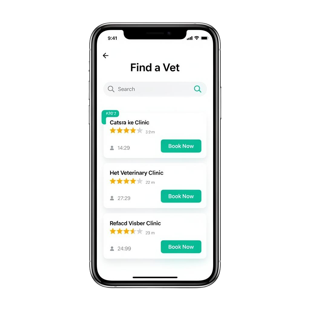 Pawssible vet directory screen